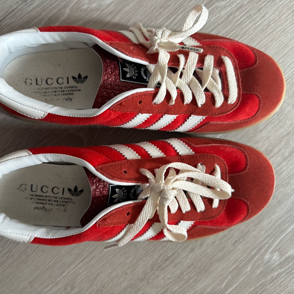 Red Adidas gazelle shoes
